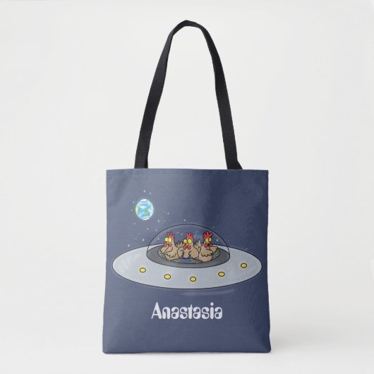 Tote Bag Drôle poule dans l'espace dessin animé (Devant)