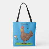 Tote Bag Drôle poulet rustique whimsical dessin animé (Dos)