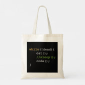 Tote Bag Drôle Programmeur Informatique Manger Code Sommeil (Dos)