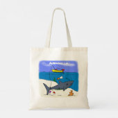 Tote Bag Drôle requin couché et dessin animé de pêche (Dos)