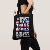 Tote Bag Drôle Respecte Mes Copains Trans Mois de la Fierté (De près)