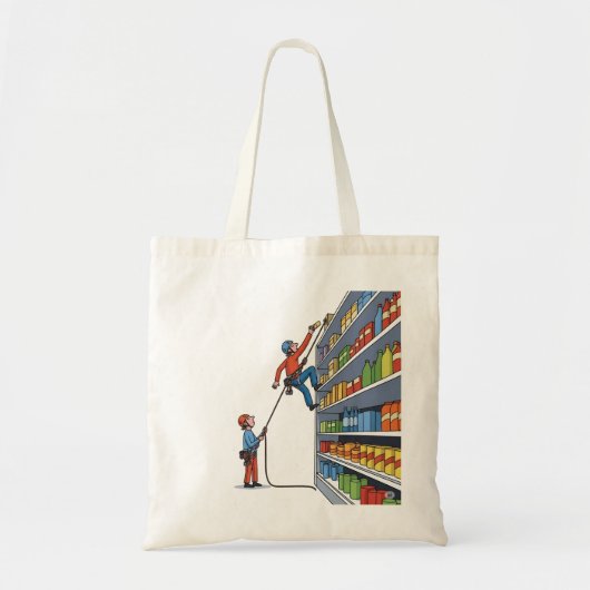 Tote Bag Drôle Rock Climber Grocering Store Cartoon (Devant)