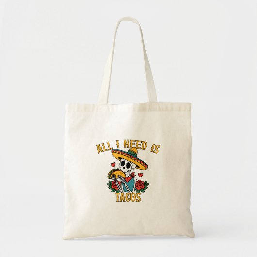 Tote Bag Drôle Saint Valentin Skeleton Taco Lover (Devant)