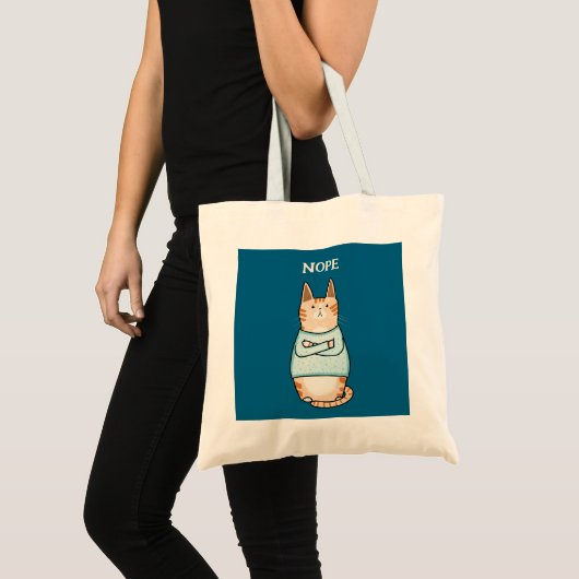Tote Bag Drôle Sarcastique Orange Chat Nope (Devant (produit))