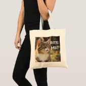 Tote Bag Drôle Sassy Chat avec Attitude Bite Me (Devant (produit))