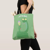 Tote Bag Drôle serpent vert avec caricature maraca (De près)