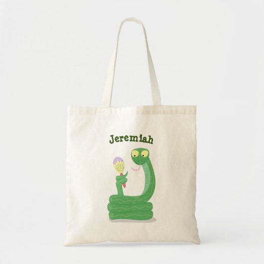 Tote Bag Drôle serpent vert avec caricature maraca (Devant)