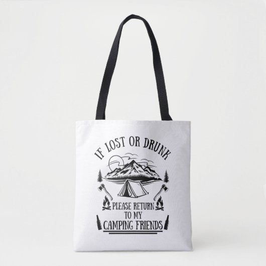 Tote Bag Drôle slogan camper camping à boire des paroles (Devant)
