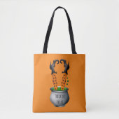 Tote Bag Drôle sorcière orange thème Halloween (Devant)