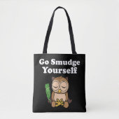 Tote Bag Drôle Spirituel Go Smudge Yourself Owl Méditer (Devant)