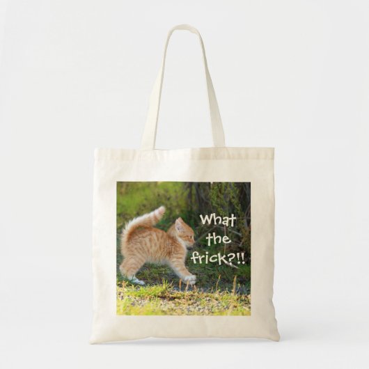 Tote Bag Drôle Surpris Ginger Kitten. Quelle merde ? (Devant)