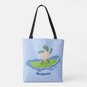 Tote Bag Drôle tortue vague de surf dessin animé (Dos)