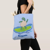 Tote Bag Drôle tortue vague de surf dessin animé (De près)