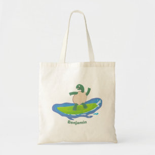 Tote Bag Drôle tortue vague de surf dessin animé