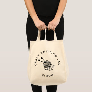 Tote Bag Drôle Tricot fou tricot lainé Personnalisé