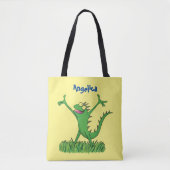 Tote Bag Drôle vert souriant animé lézard d'iguane (Devant)