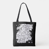Tote Bag Drôle visage de dessin animé l Noir et blanc (Dos)
