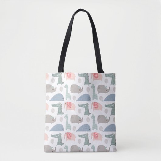 Tote Bag Drôle Visage mignon Doodle Motif animal (Devant)