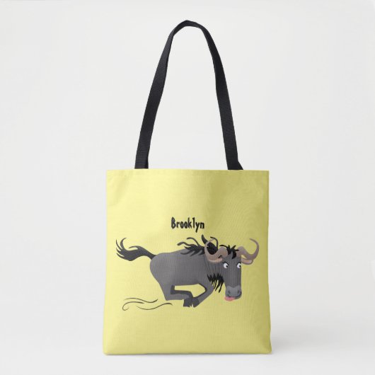 Tote Bag Drôle wildebeest tourner dessin animé illustration (Devant)