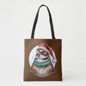 Tote Bag Drôles d'animaux: Spécial Noël - Moineau 1 (Devant)