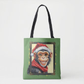 Tote Bag Drôles d'Animaux: Spécial Noël - Singe 2 (Devant)