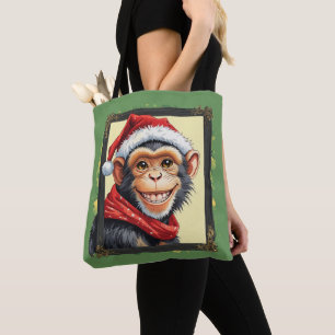 Tote Bag Drôles d'Animaux: Spécial Noël - Singe 2