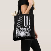 Tote Bag Drum Kit American Flag Drummer Musicien (De près)