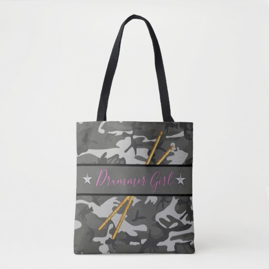Tote Bag Drummer Girl Drumsticks Percussion Band Drumming (Devant)