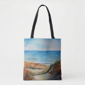 Tote Bag Dunes de sable de plage et peinture océanique | SA (Devant)