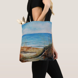 Tote Bag Dunes de sable de plage et peinture océanique   SA