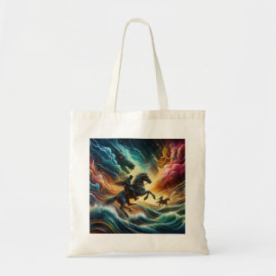 Tote Bag Duo dynamique : Stormy Horseback Adventure