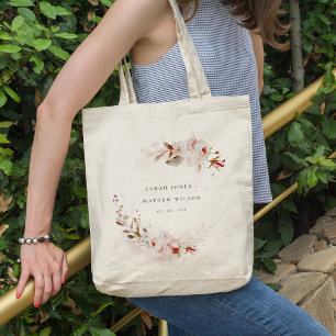 Tote Bag Dusky Fall Marsala Blush Floral Wreath Mariage