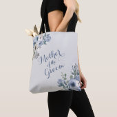 Tote Bag Dusty Bleu Blanc Floral Mère de la chambre (De près)