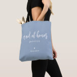 Tote Bag Dusty Bleu Simple Moderne Humour Script<br><div class="desc">Un design simple,  élégant et moderne pour votre femme de sac fourre-tout d'honneur. Ces sacs sont des sacs intemporels et peuvent être complètement customisés. N'hésitez pas à m'envoyer des questions ou des demandes de design personnalisées si vous souhaitez obtenir de l'aide sur vos designs via le bouton "Message" ci-dessous.</div>