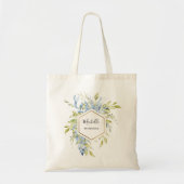 Tote Bag Dusty bleu vert vert verdure or cadre Bridesmaid (Devant)