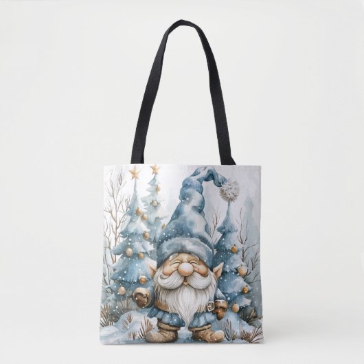 Tote Bag Dusty Blue Gnome et les arbres de Noël (Devant)