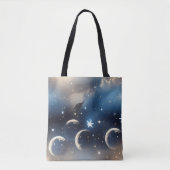 Tote Bag Dusty Blue Moon Muted Celestial Aesthetic (Devant)
