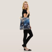 Tote Bag Dusty Blue Moon Muted Celestial Aesthetic (Sur le modèle)