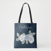 Tote Bag Dusty Blue One Side Script Nom personnalisé Boho (Devant)