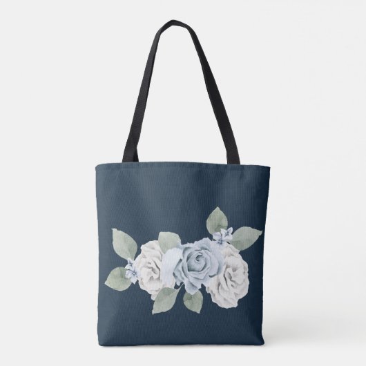 Tote Bag Dusty Blue One Side Script Nom personnalisé Boho (Dos)