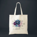 Tote Bag Dusty Blue Purple Navy Lilac Blooms Mariage<br><div class="desc">Elégant bleu poussiéreux violet lavande lilas à thème floral mariage sac fourre-tout marié avec élégant bouquet de bleu poussiéreux, marine, violet, couleur lilas bourgeons de fleurs roses et sauge vert eucalyptus feuilles. Veuillez me contacter pour toute aide sur la personnalisation ou si vous avez besoin d'un autre produit avec ce...</div>