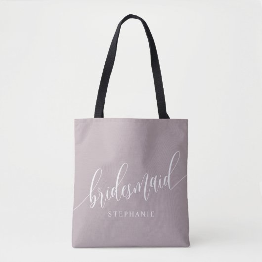 Tote Bag Dusty Lavender Bridesmaid Script moderne (Devant)