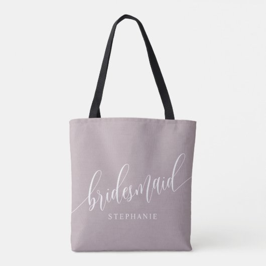 Tote Bag Dusty Lavender Bridesmaid Script moderne (Dos)