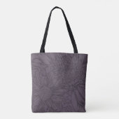 Tote Bag Dusty Plum Chrysanthemums Line Drawing with Name (Dos)