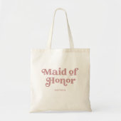 Tote Bag Dusty Rose Retro Boho Typographie | Maid of Honor (Devant)