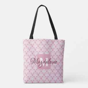 Tote Bag Dusty Rose rose Floral Chic Damask Monogramme & No