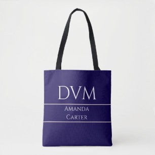 Tote Bag DVM bleu moderne simple personnalisé