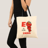 Tote Bag E est pour Elmo | Ajouter Votre Nom (Devant (produit))