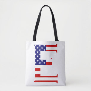 Tote Bag E Monogramme superposé sur le pavillon américain
