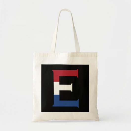 Tote Bag E Monogramme superposé sur NLD Flag sur bk btcn (Devant)